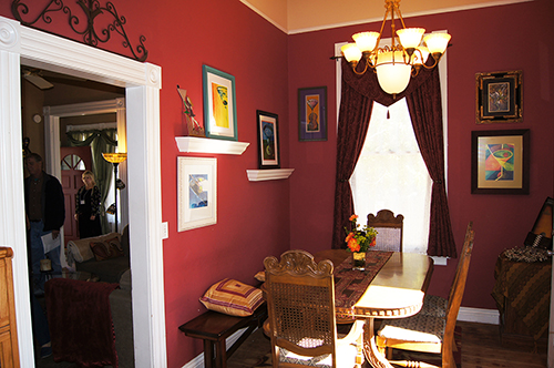 click to view larger image Martini art on red Victian dining room walls. Martinez, CA.